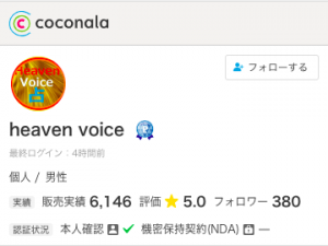 ココナラ電話占いheaven voice