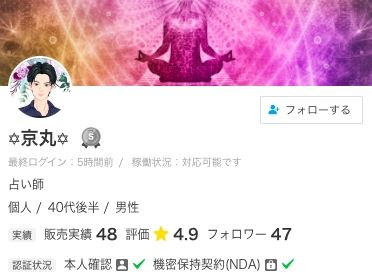 ココナラ電話占い 京丸