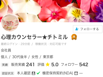 ココナラ電話占い 心理カウンセラー★チトミル